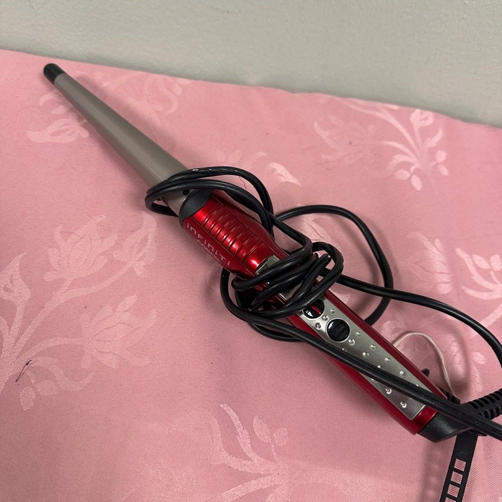 Conair Infiniti Tourmaline Ceramic Curling Wand Red Tapered Barrel
